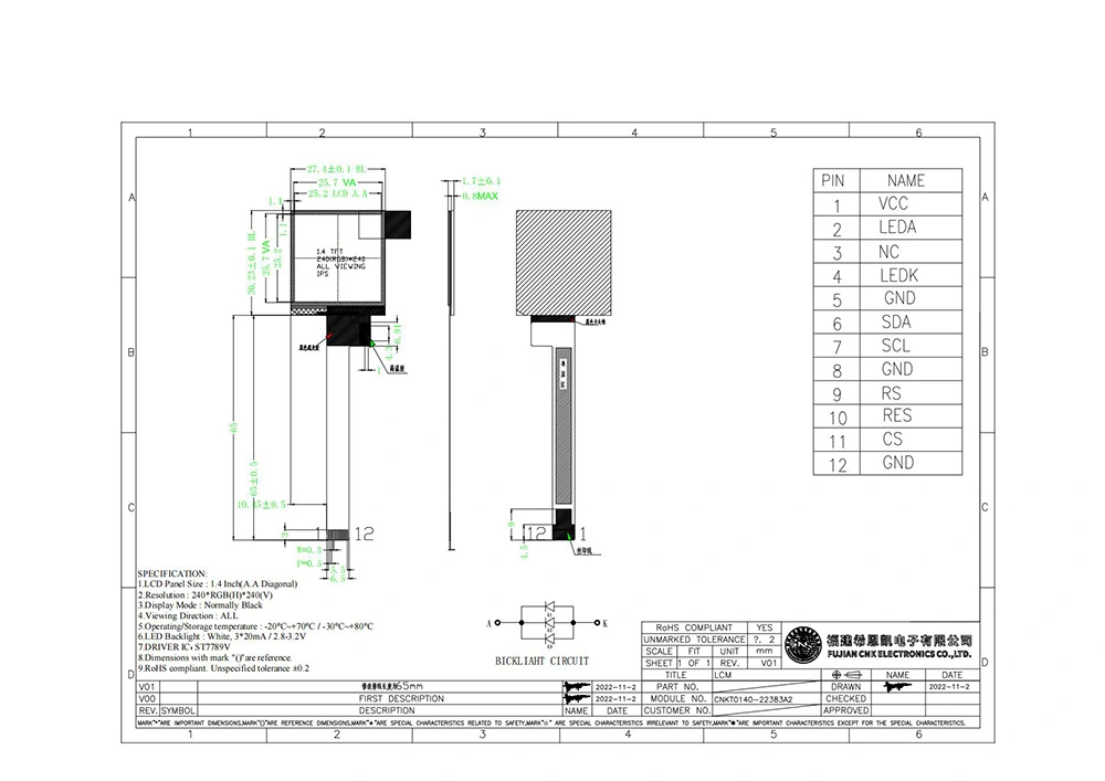1 4 Inch Tft Display Module Lcm 1 4 Inch Tft Display Module Lcm